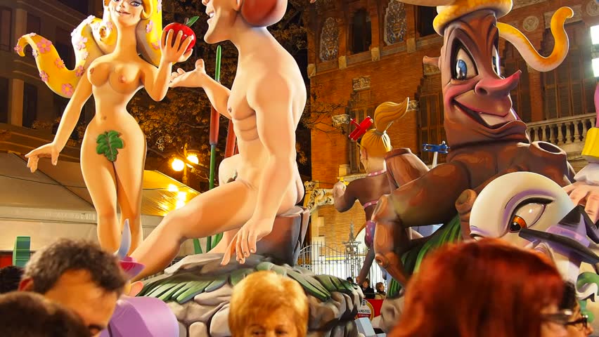 VALENCIA, SPAIN - MARCH 16: Las Fallas, papermache models are displayed during traditional celebration in praise of St Joseph on March 16, 2013, in Valencia, Spain. Celebration is annual.