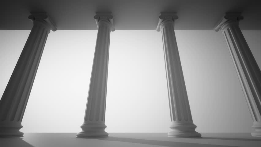 Classical white Greek style columns. CG loopable animation.
