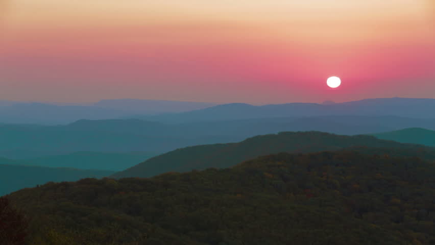 Beautiful view of sunset over hills.