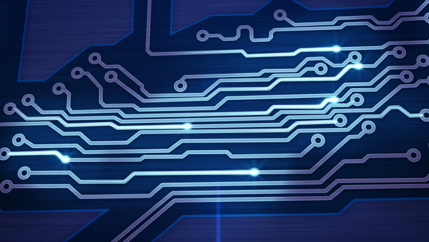 blue digital circuit board and signals pan loop