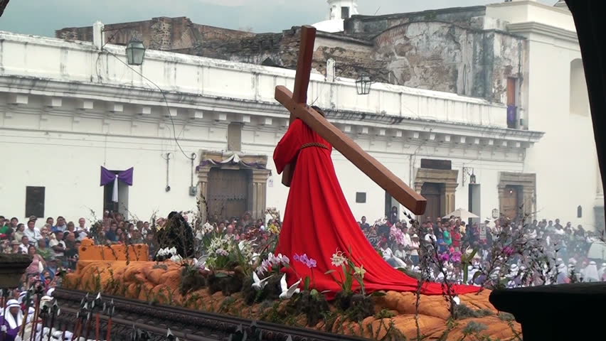 ANTIGUA - MARCH 29: Easter celebration and parade on Good Friday, March 29, 2013 in Antigua, Guatemala.