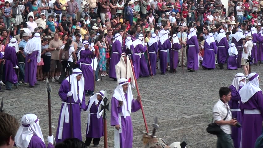 ANTIGUA - MARCH 29: Easter celebration and parade on Good Friday, March 29, 2013 in Antigua, Guatemala.