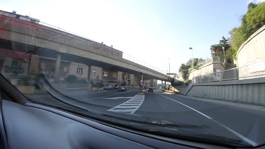 Driving a car through the city