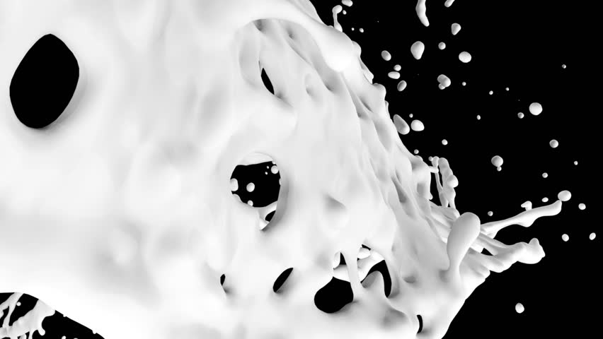 white paint splash in slow motion, isolated on black (FULL HD)