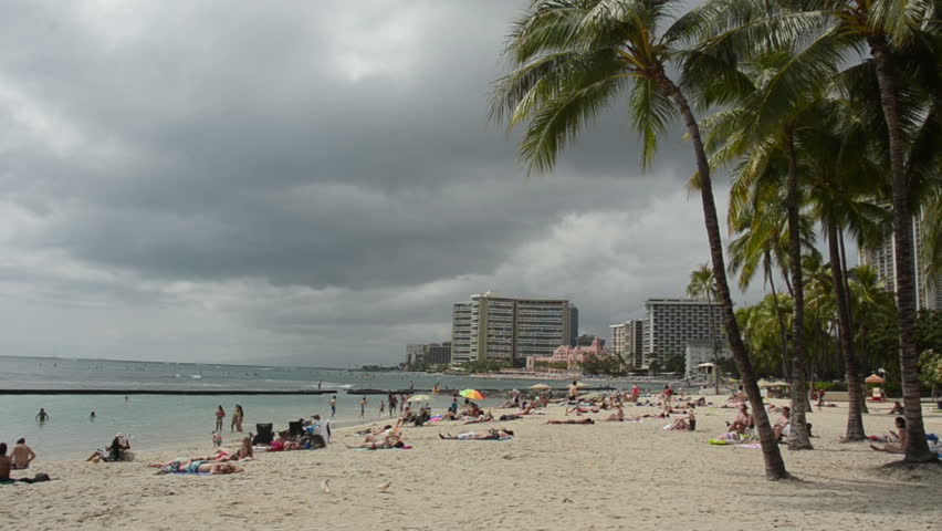 World famous Waikiki Beach in Honolulu, Hawaii