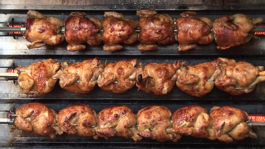 HD1080i Lot of Roast Chicken. Oktoberfest. Munich beer festival.