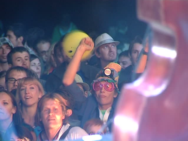 CRIMEA - AUGUST 30: Audience dancing at Koktebel Jazz Festival on August 30, 2012 in Crimea, Ukraine.