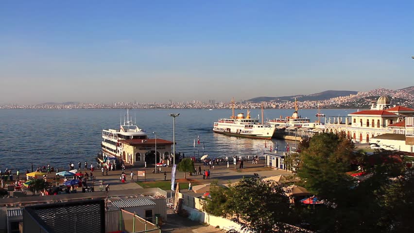 ISTANBUL - OCT 14: Port of Buyukada on October 14, 2012 in Istanbul. Buyukada is the largest of the nine of Prince Islands in the Marmara Sea, near Istanbul. Zoom in to islands harbor
