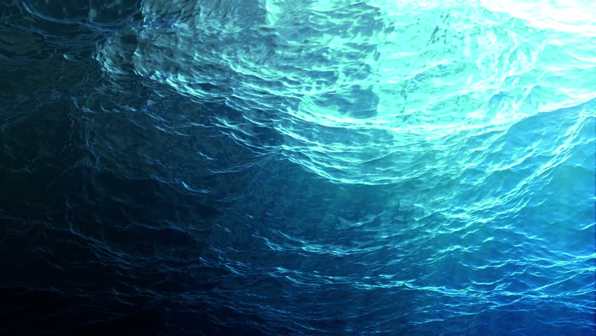 Blue Slow Motion Looped Ocean Surface Seen From Underwater Huge Waves