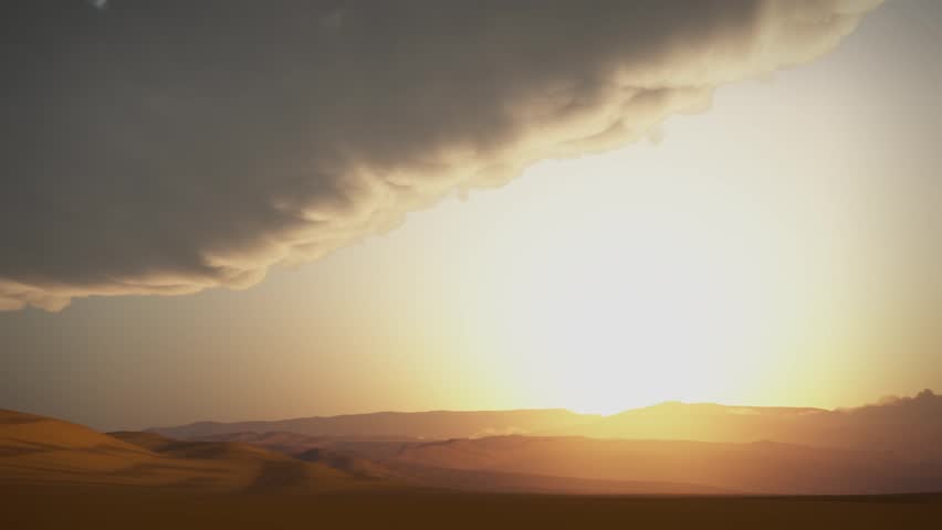 Sahara arabian desert sand storm dunes wilderness environment sunset.  	
