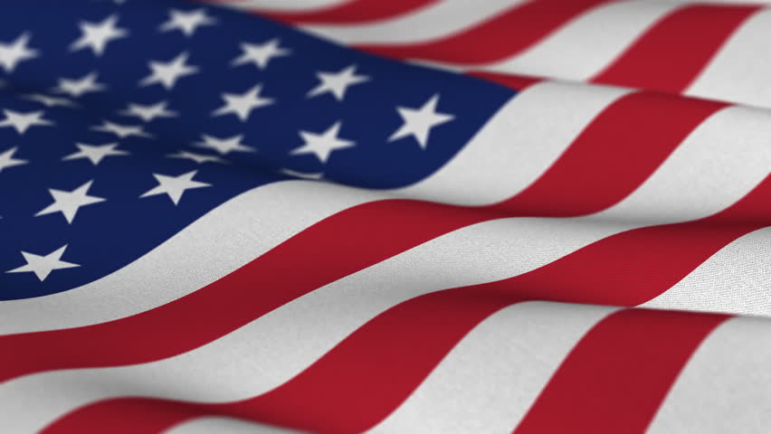 Shallow depth of field - USA flag waving in the wind - highly detailed fabric texture - seamless looping