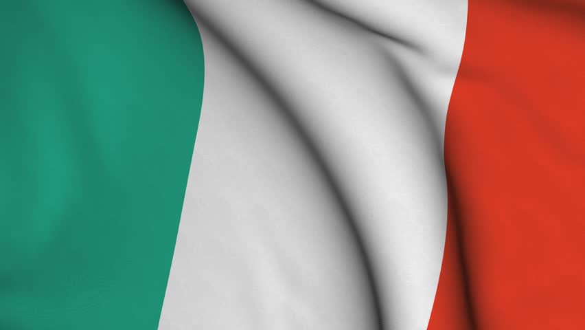 Seamless looping high definition video closeup of the Italian flag with accurate design and colors and a detailed fabric texture.