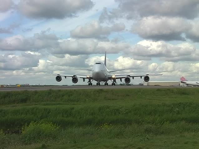 Cargo aircraft ready to take off from Schiphol airport in the Netherlands