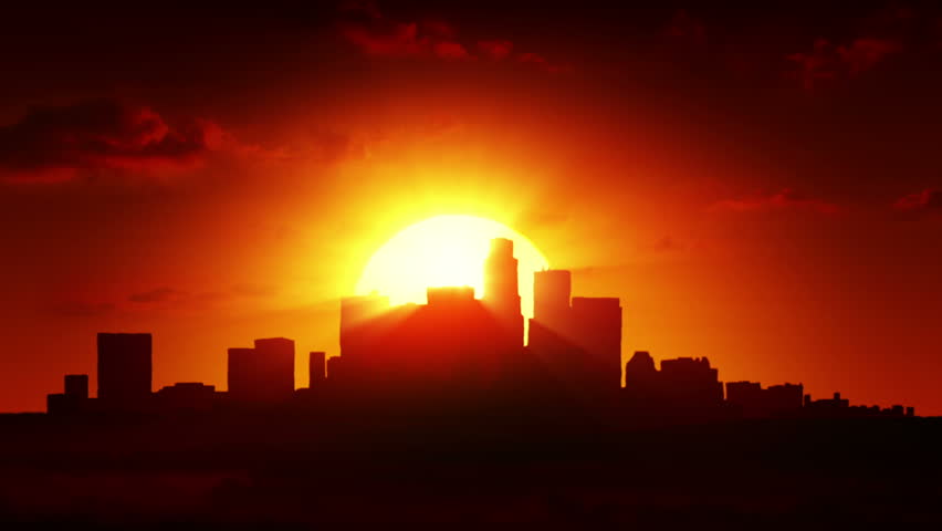View of the city at sunrise