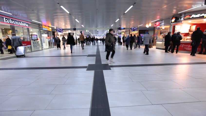 DUSSELDORF, GERMANY â MARCH 8: The Central station offers all modes of rail transport and is frequented by more than a quarter million passengers per day. March 8, 2013,  DÃ¼sseldorf, Germany
