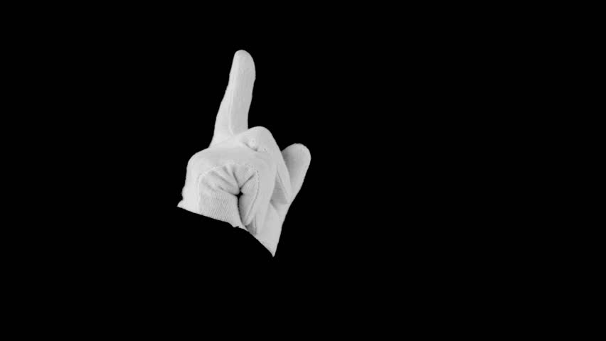Black background. Hand in a white glove Wagging Finger