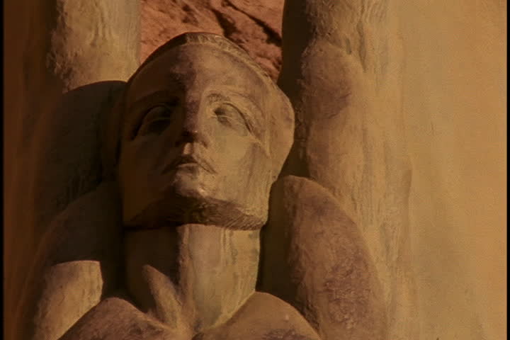 NEVADA - ARIZONA BORDER - CIRCA MARCH 1997: Camera dollies around one of the Winged Figures of the Republic statues by Oskar J.W. Hansen