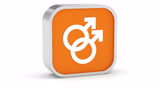 Male homosexual sign on a white background. Part of a series.