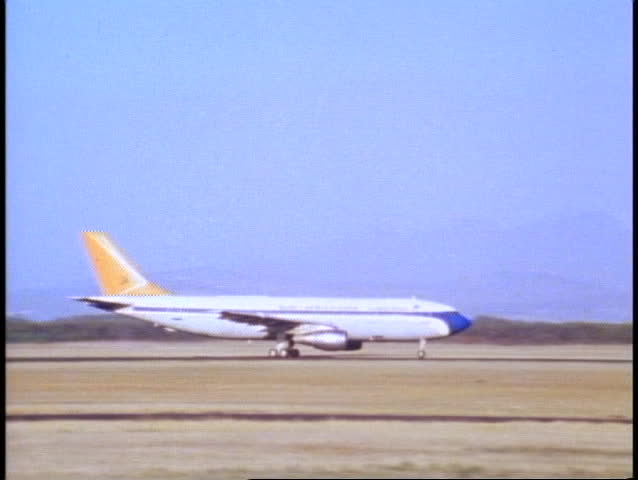 South African Airlines, jet taking off from Cape Town, South Africa 1982