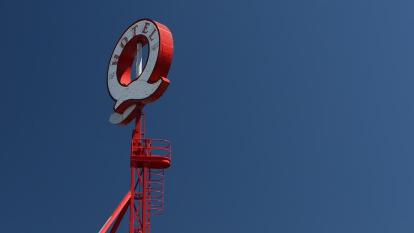 NORTH VANCOUVER, CANADA - MAY 5, 2013: Hotel sign at  Lonsdale Quay. An early heatwave has broken records in southwest British Columbia this spring.