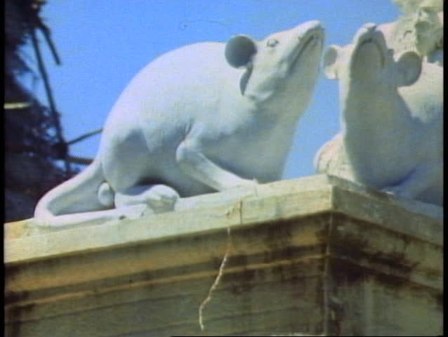 A frieze of a rat on a Hindu temple in India, Madras