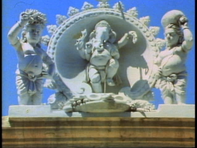 A frieze on a Hindu temple of the Elephant God, Ganesh in India, Madras
