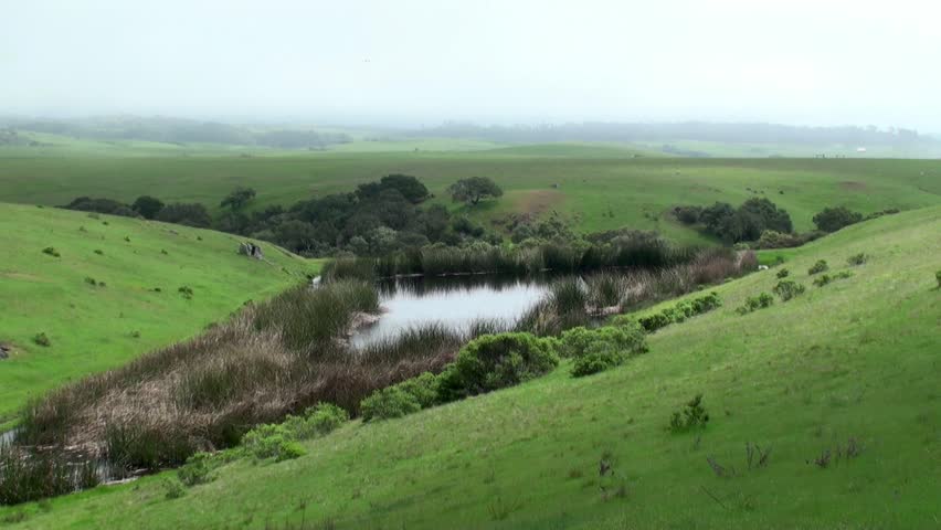 Lake and Hills. Timelapse.