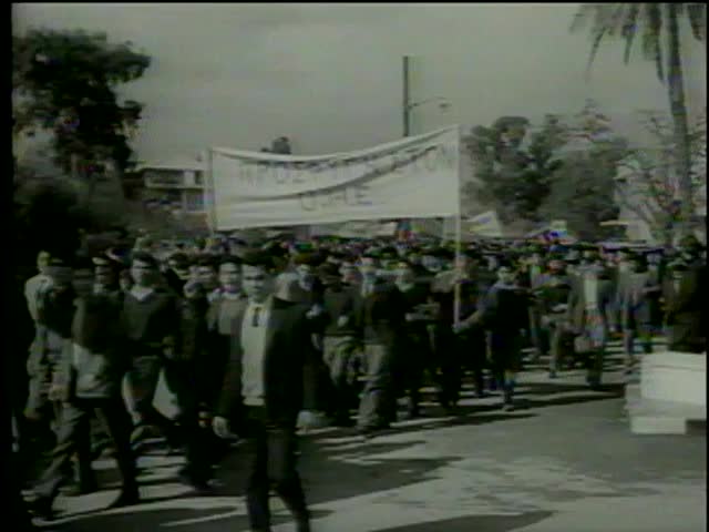 Greek students demonstrate  against British and US proposals that a force NATO troops to maintain the conflict, Cyprus, circa 1964-MGM PICTURES, UNIVERSAL-INTERNATIONAL NEWSREEL, USA, filmed in 1964  