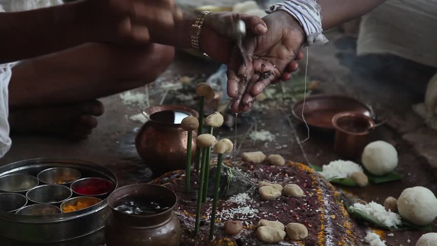 India, Hampi - 31 December 2012 : Mysterious rite in Hampi