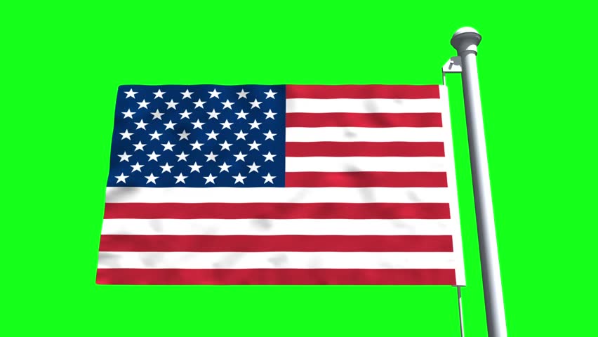 Waving USA flag on green screen.