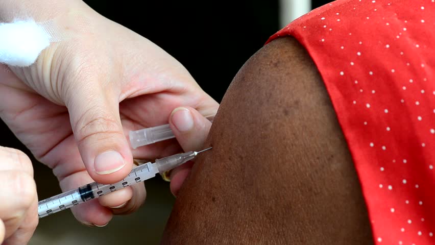 closeup of injection vaccine