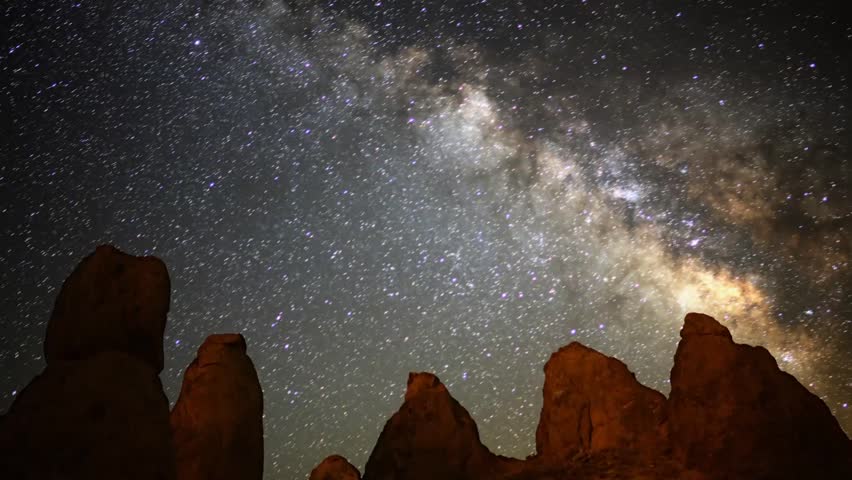 Astrophotography Time Lapse Milky Way over Pinnacles Zoom Out