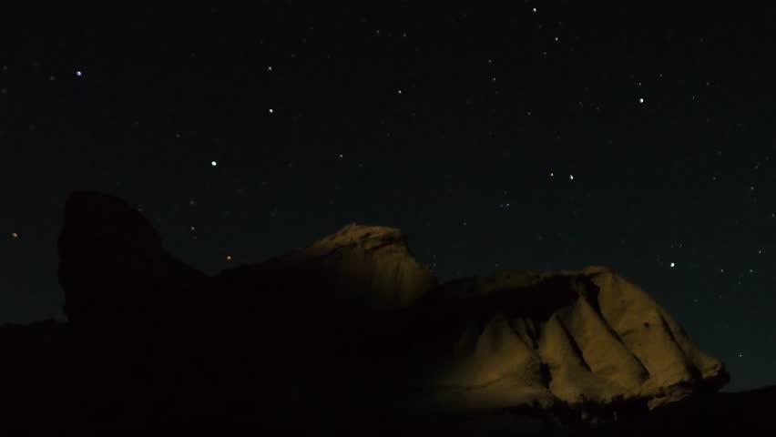 Astrophotography Time Lapse Moonshadow across Sandstone