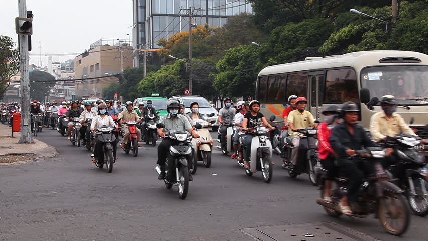 HO SHI MINH - CIRCA FEBRUARY, 2012: movement on highways without observance of rules. Time Lapse. Ho Shi Minh, Vietnam.