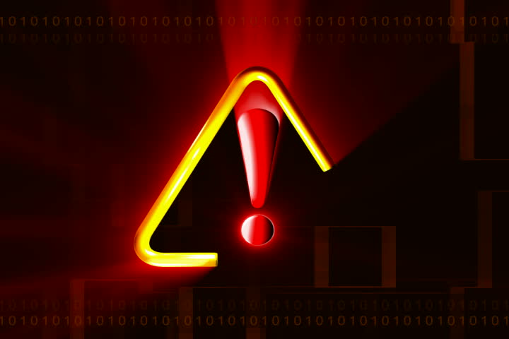 Digital footage of warning symbol	