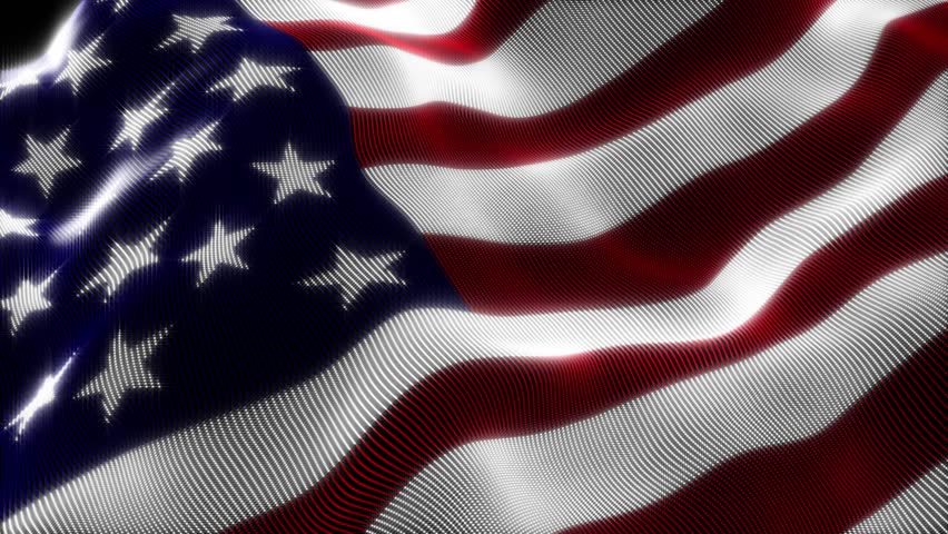 Real United States Of America Flag Flying Flying Against Clear Blue Sky 