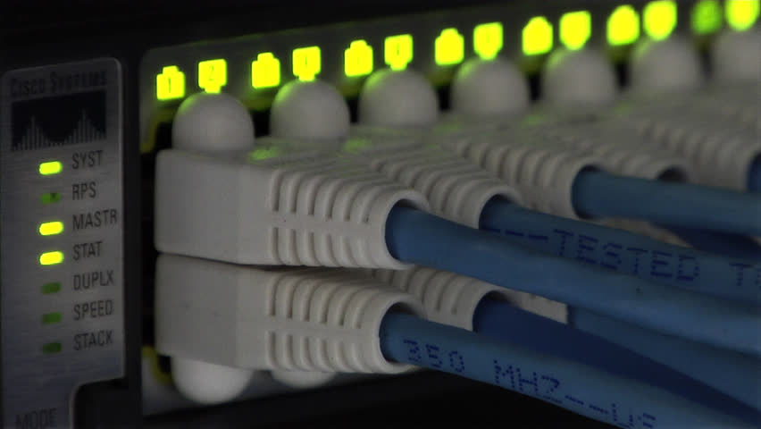This high definition footage is of an Ethernet Network Connection Hub