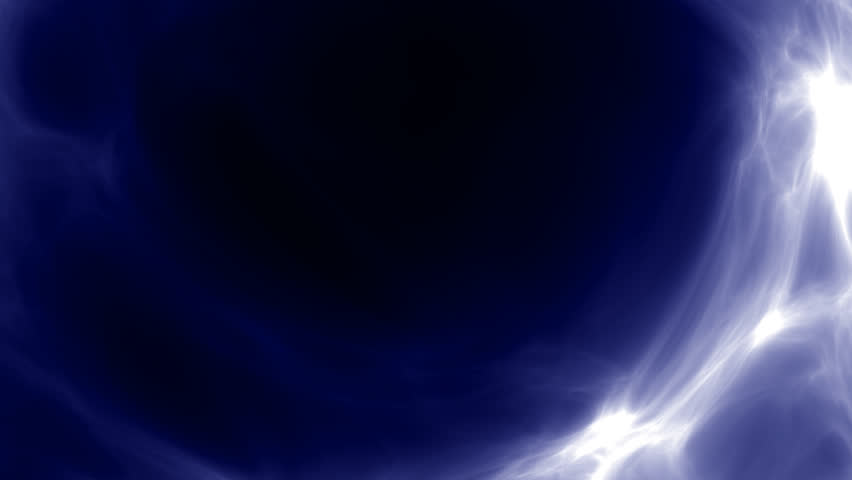 Dark Blue Motion Background, Curved Line Of Blue Smoke On Black