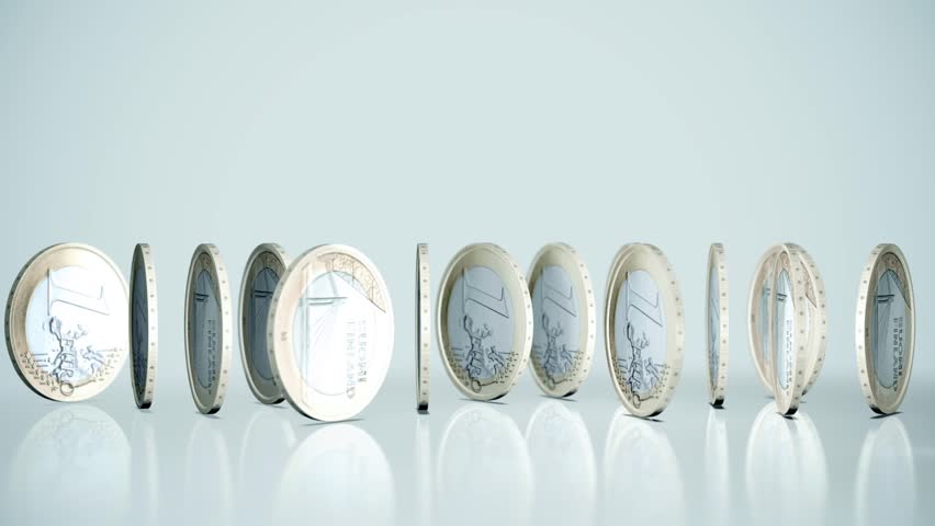 falling Euro coins in slow motion
