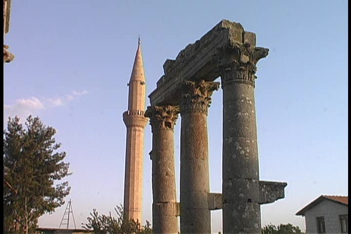 A Greek Temple with fluted columns