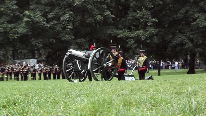 Royal guards taking part in the Queen's birthday celebration.
