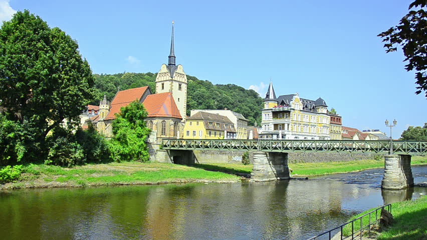 Historic Center Untermhaus In Gera, Thuringia, Germany. Church And ...