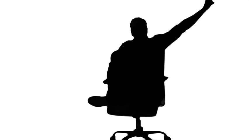 Silhouette Of A Jumping Man Celebrating Something On White Background 