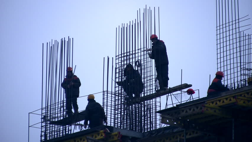 Building house and group worker 