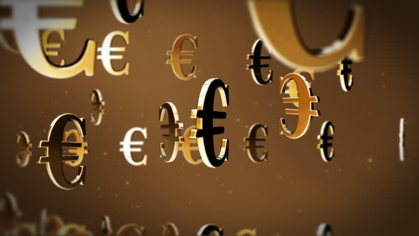 Euro currency symbol flying