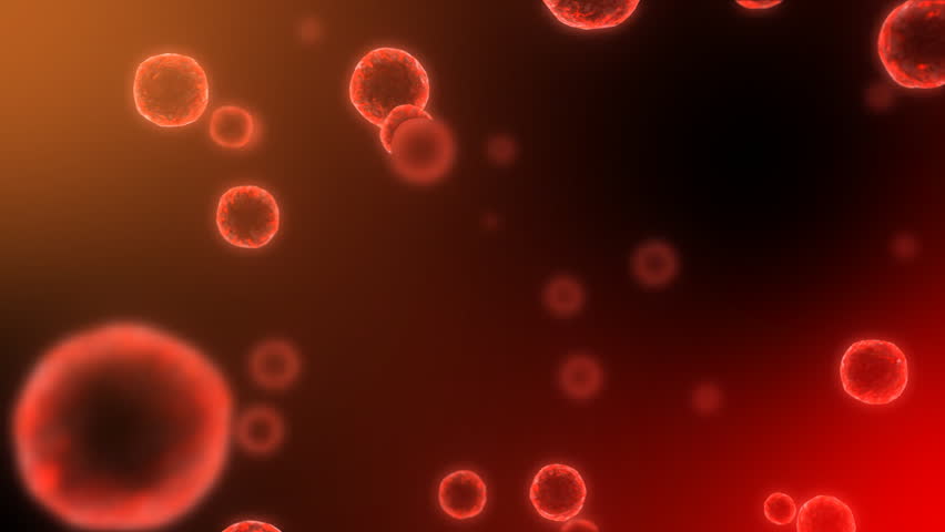 3d simulation of cells in microscopic view. Depth of field.