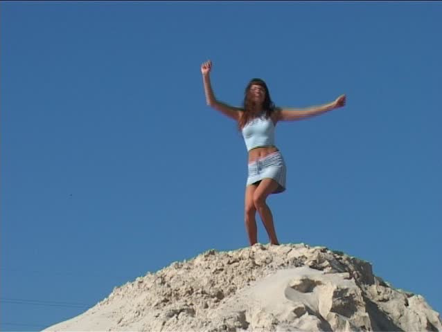 happy girl jumps