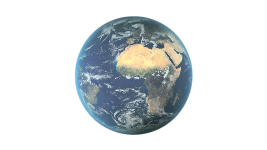 Moving graphics of melting icebergs & earth globe rotating on a seamless loop to depict climate change