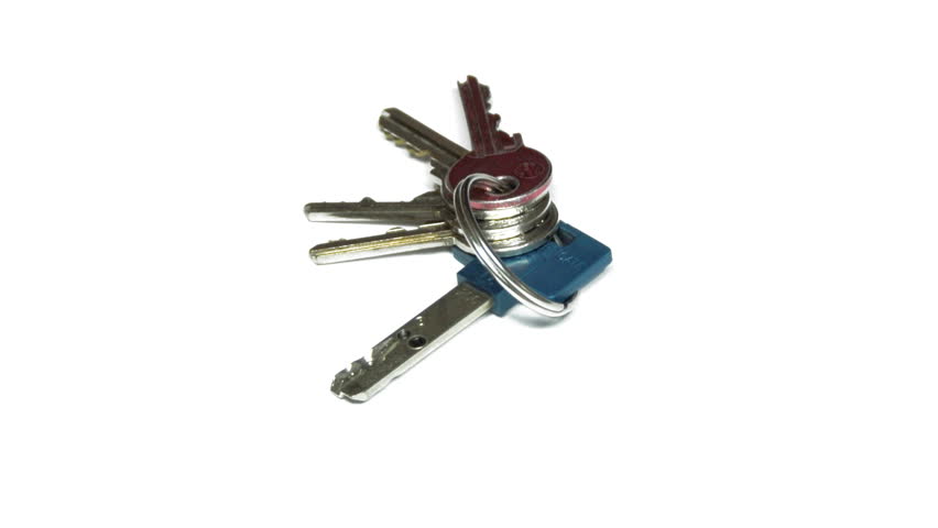 real 3D rotating keys isolated on white