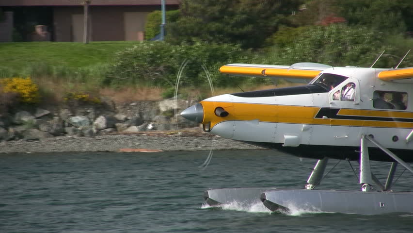 Close-up of a seaplane taxiing out for take off. HD 1080i
